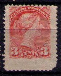 Canada Sc#37 Wide Winged Margins Used Fine QV 3c Org Red