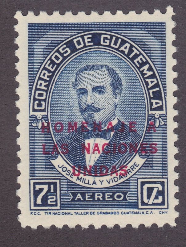 Guatemala C230 MNH 1959 José Milla y Vidaurre Honor United Nations Overprinted