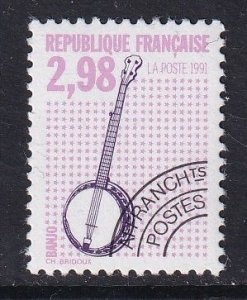 France  #2277   MNH 1992  musical instruments precancelled  2.98fr banjo