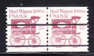 Mail Wagon 1880's  9.3c PRECANCELLED Coil Line Pair  Nr.3  VF/NH