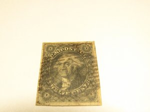 US Stamps, Scott #17 ,Used SCV $315.00, Fancy Black cancel(#13) 4 Margins stamp,