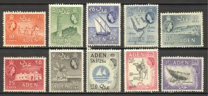 Aden Scott 48-54,55A,56,57A Unused LHOG - 1953 Aden Culture Short Set-SCV $29.10