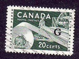 Canada-Sc#o45-used 20c Paper Industry-overprinted G-id4-1955-6-