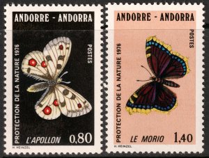 Andorra (French) #251-252  MNH - Nature Protection Butterflies (1976)