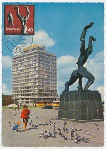 Maximum card Netherlands 1965 War memorial Rotterdam - Zadkine