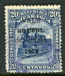 Nicaragua 1912 Zeleya Train Issue 1¢/20¢ Violet Blue Sc 329 VFU Q548
