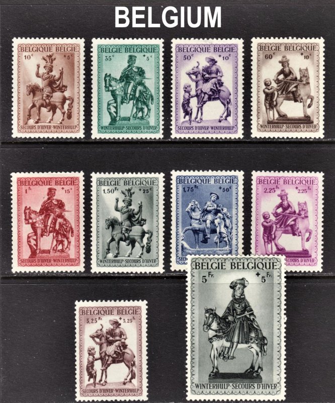 Belgium Scott B305-14 complete set F to VF mint OG H.