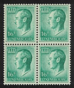 Luxembourg Grand Duke Jean 16f. green Phosphor paper Block of 4 1982 MNH