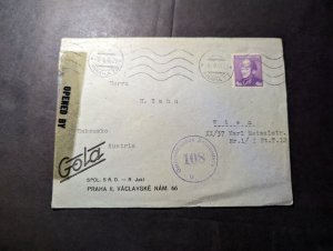 1946 Censored Czechoslovakia Cover Prague 73 to Vienna Austria