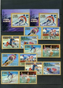 AJMAN 1971 WINTER OLYMPIC GAMES SAPPORO 2 SETS OF 6 STAMPS & 2 S/S O/P MNH