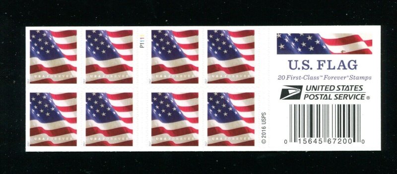 5161a US Flag Booklet of 20 Forever Stamps MNH Microprint 2nd White Stripe