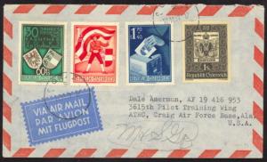 Austria B269 to B271 set & 572 on 1951 airmail cvr w/Graz pmk to Craig AF Base