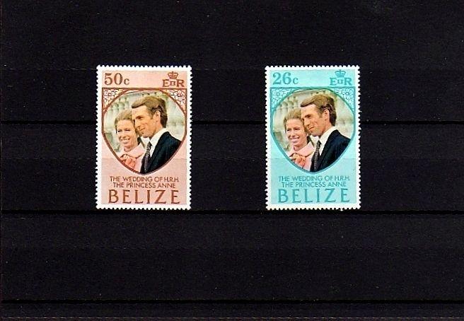 BELIZE - 1973 - ROYAL WEDDING - ANNE + MARK  2 X MINT - MNH SET!