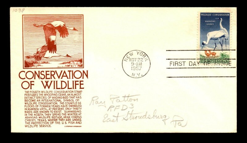 SC# 1098 FDC / Anderson Red Cachet - N504