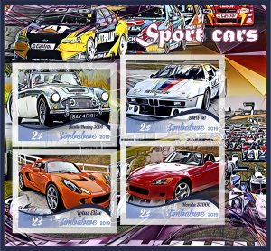 Stamps. Cars. Sport cars 2019 1+1 sheets perforated