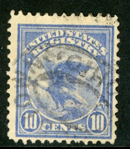 USA 1911 Registered 10¢ Eagle Scott #F1 VFU L711