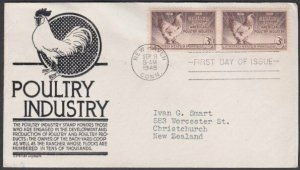 USA 1948 POULTRY INDUSTRY - C Stephen Anderson FDC to New Zealand...........M469