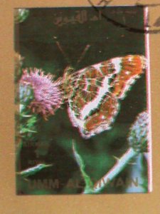 ​UMM AL QIWAIN STAMP-1973- LOVELY BUTTERFLIES  CTO-MNH STAMP SHEET -RARE