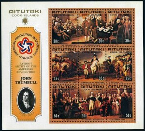 Aitutaki 126d, MNH. Mi Bl.8. USA-200. 1976. Declaration of Independence,Yorktown