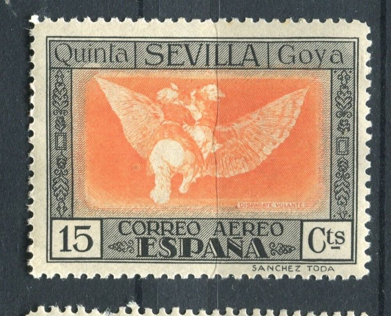 SPAIN; 1930 early SEVILLA Goya issue Mint hinged 15c. value