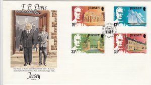 Jersey 1985,  I B Davis   set of 4,  on  FDC