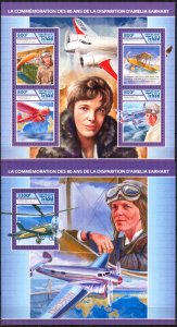 Chad 2017 Aviation Airplanes Amelia Earhart sheet + S/S MNH