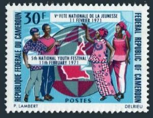 Cameroun 515,MNH.Michel 641. 5th National Youth Festival,1971.Globe,Map.