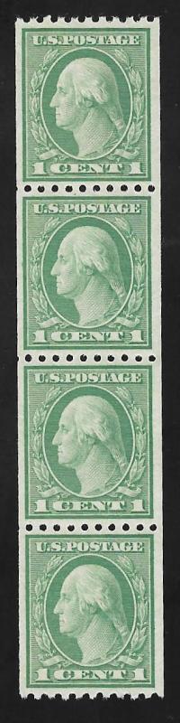 486 1 cent Washington Coil Strip of 4 Stamp Mint OG NH VF