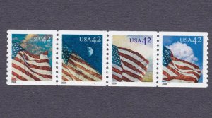 Coil strip (4) 42c Flag WA US 4231a   F-VF, MNH  Scott Order