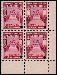 ✔️ COSTA RICA 1935 NATIONAL MONUMENT BLK/4 ABNC SPECIMEN & PUNCH - MNH **[017]