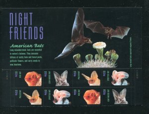 3661 - 3664 Night Friends Plate Block of 8 37¢ Stamps MNH