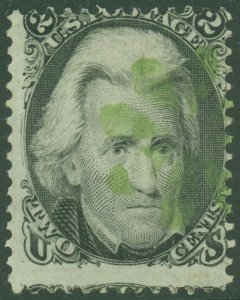 Scott #73, *RARE* GREEN Radial Fancy Cancel! SCV $55 + $600 Cancel Premium!