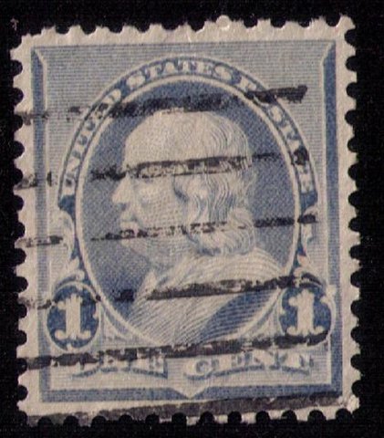 US SCOTT #219 USED DULL BLUE F-VF