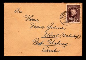 Austira SC# 489 On 1947 Cover - L11405