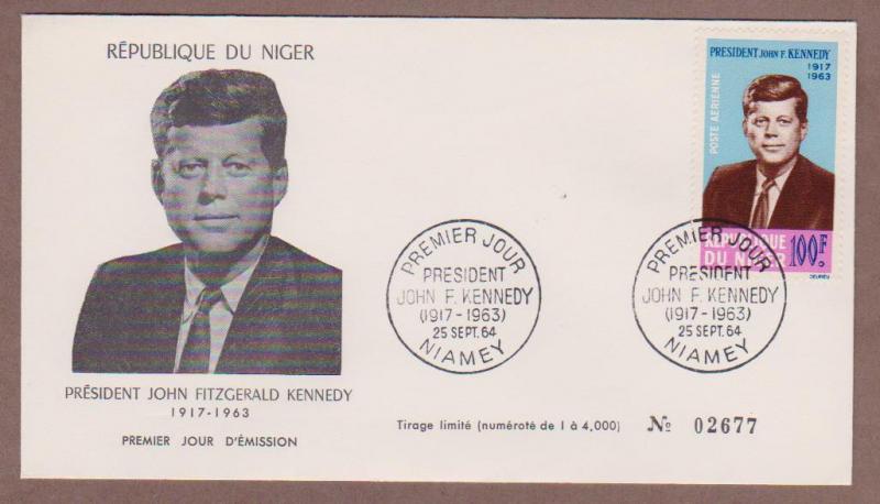 Niger Airmail John F Kennedy # C44 , JFK FDC - I Combine S/H