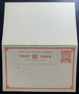 Mint North Borneo Postal Stationery Reply Postcard One  Cents