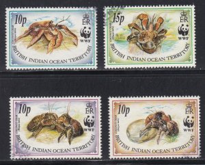 Br. Indian Ocean Terr. # 132-135, WWF - Coconut Crabs, Used, 1/2 Cat.
