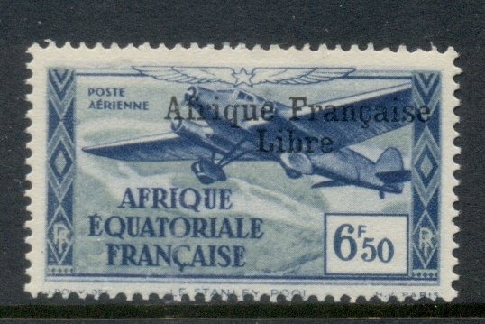 French Equatorial Africa 1940-41 Air Post Planes Opt Libre 6.50f MLH