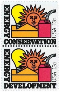 1977 13c Energy Conservation & Development, Pair Scott 1723-24 Mint F/VF NH