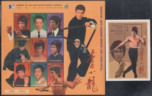 ANTIGUA & BARBUDA Sc# 1999a-i,2000 CPL MNH SHEETLET & S/S of BRUCE LEE