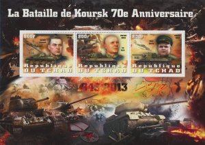 Kursk Battle 70th Anniversary Military Souvenir Sheet of 3 Stamps Mint NH