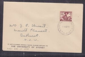 AUSTRALIA, 1952 Pan Pacific Jubilee 3 1/2d., First Day cover, SYDNEY UNIVERSITY