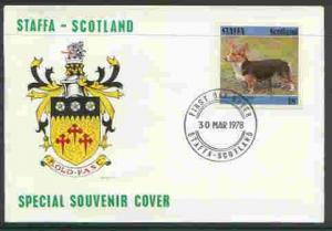 Staffa 1978 Corgi 18p from imperf Dog set of 8, on cover ...