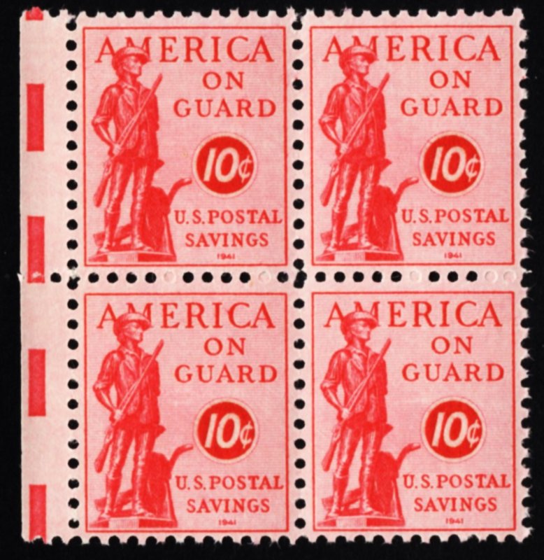 US PS11 MNH VF 10 Cent Postal Savings Stamps Block of 4