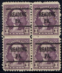 1932 3c Washington precancel f/READING PA 720-225 Blk/4! Nice Multiple!!