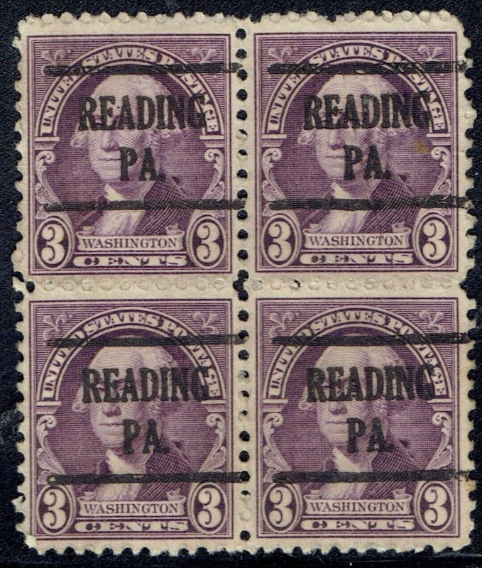 1932 3c Washington precancel f/READING PA 720-225 Blk/4! Nice Multiple!!