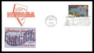 #3588 Greetings From Nevada Artmaster FDC