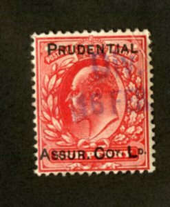 Great Britain Stamps Prudential Assurance OVERPRINT Scarce Light Cancel