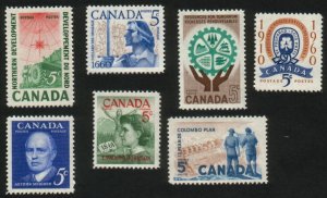 Canada - #389-395 Stamp Lot from 1960-61 - MNH * PO Fresh