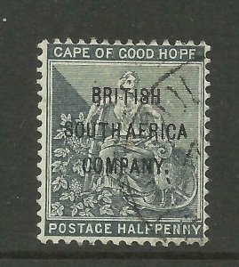 1896 British South Africa Co. Sg 58, 1/2d Grey Black, Good used. {B3-101}